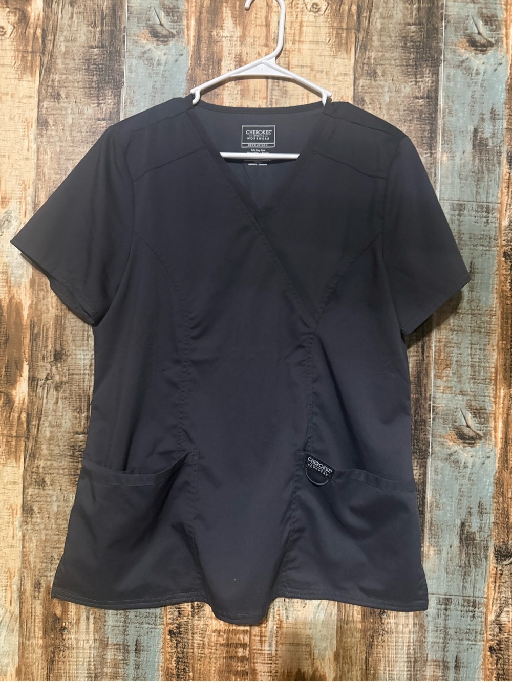 Cherokee Black Short Sleeve V-Neck Scrub Top